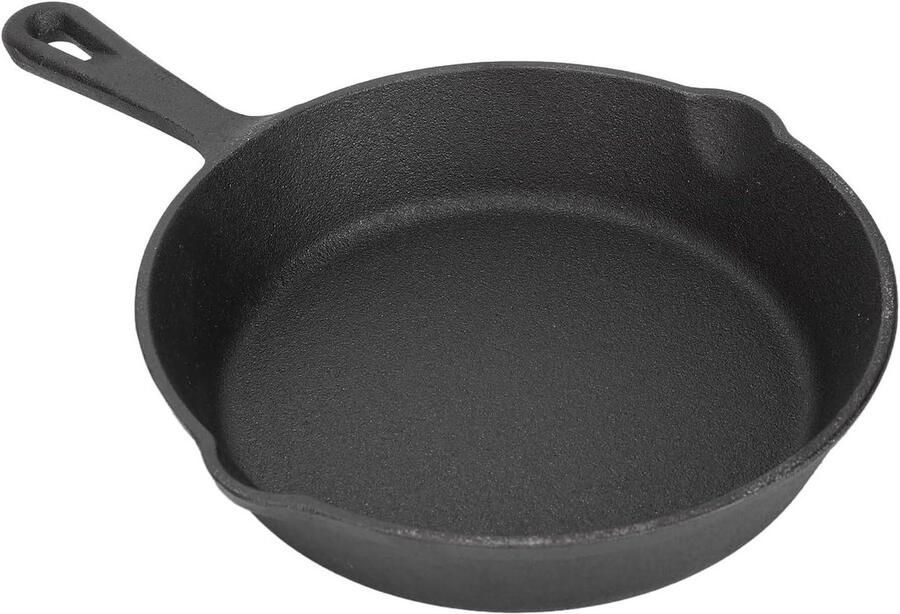 Gietijzeren Koekenpan Mini Braadpan Kleine Pan Gelijkmatig Koken Voorgekruid Direct Gebruik 16 cm Zwart