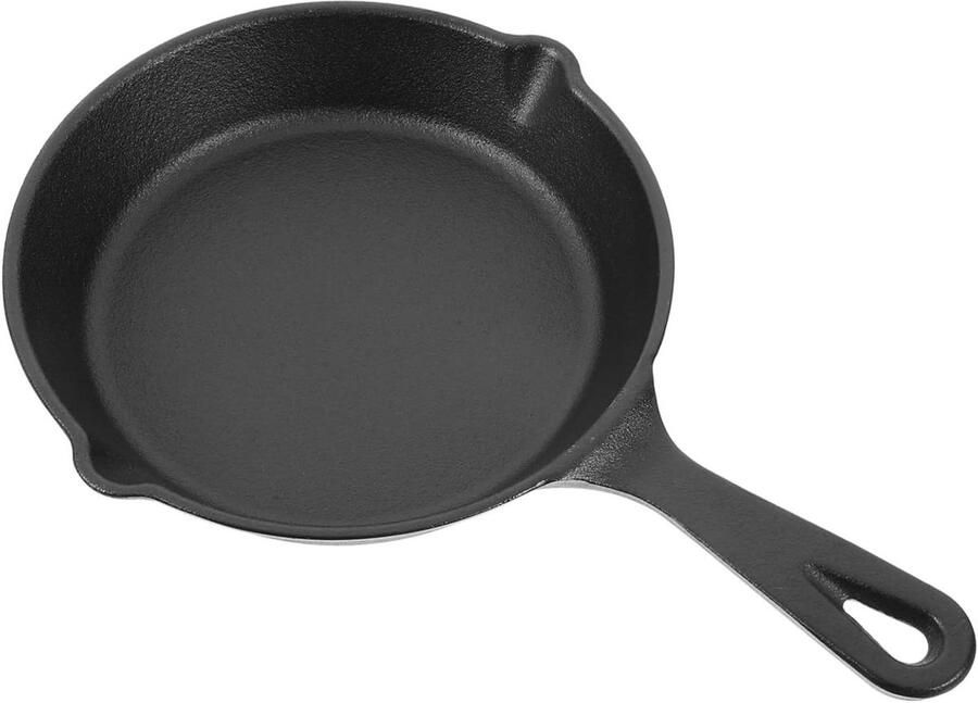 Gietijzeren Koekenpan Mini Koekenpan IJzeren Pan Ontbijt Bakken Gelijkmatige Warmteverdeling 16 cm Diameter Zwart