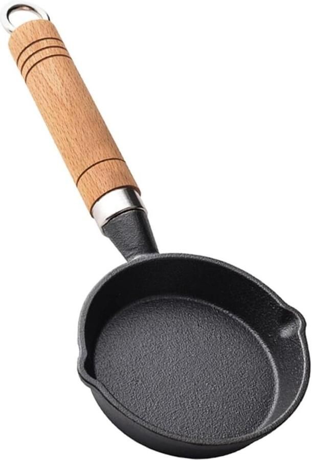 Gietijzeren Koekenpan Mini Koekenpan Ontbijt Maken Anti-aanbaklaag 10cm Zwart