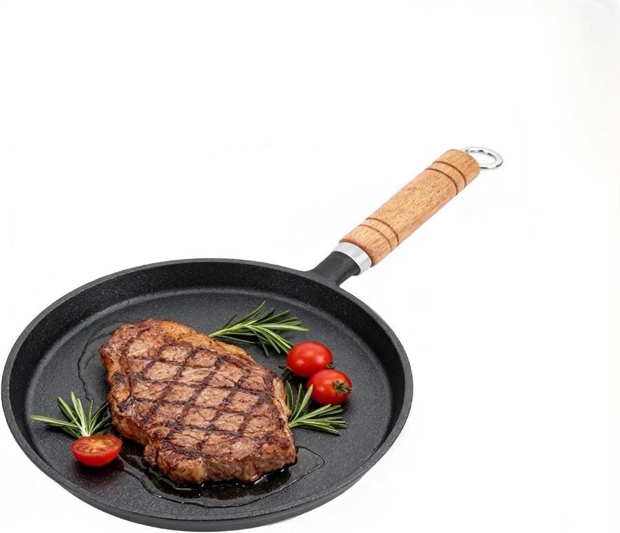 Gietijzeren Koekenpan Mini Omeletpan Ontbijt Bereiden Gelijkmatige Warmteverdeling 20 cm Zwart