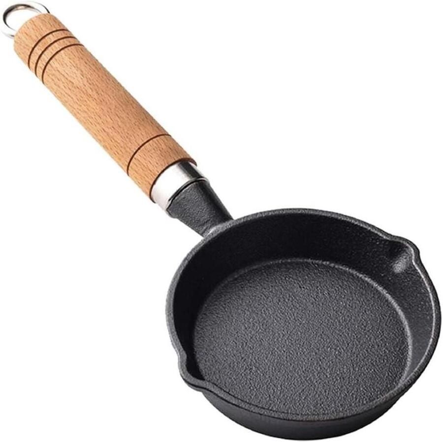 Gietijzeren koekenpan Mini pan Biefstuk grillen Gelijkmatige warmte 16 x 3 cm Zwart