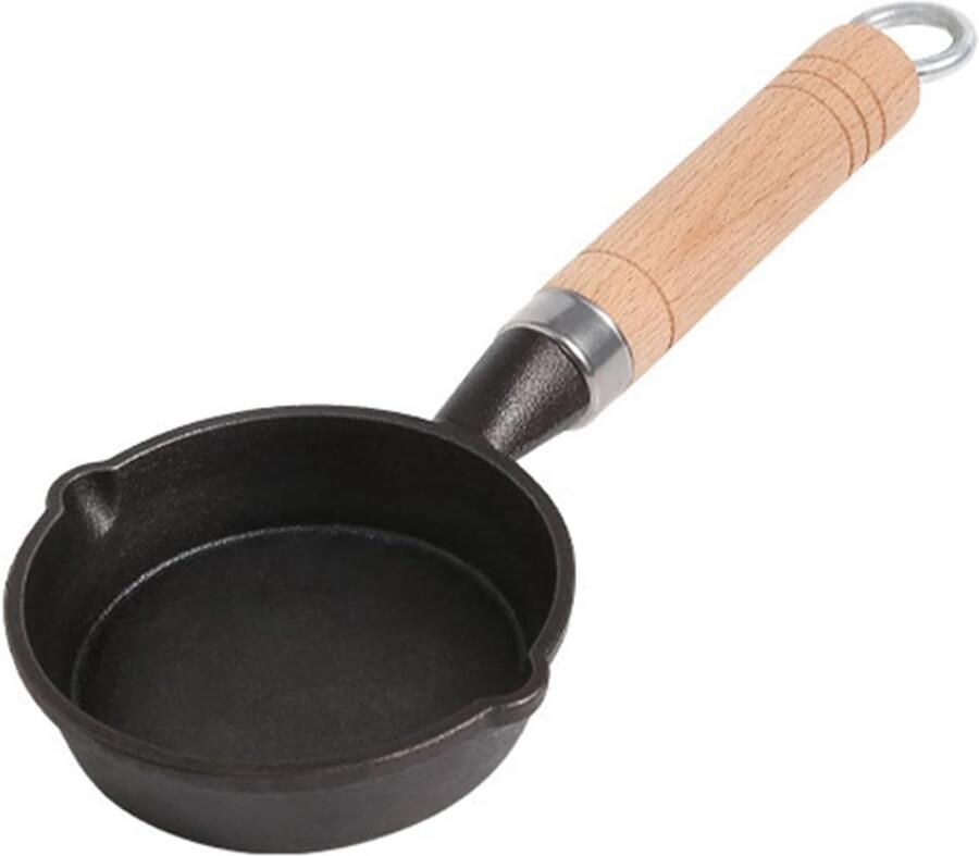 Gietijzeren koekenpan Mini pan Individuele porties Gelijkmatige warmteverdeling 14 cm diameter Zwart
