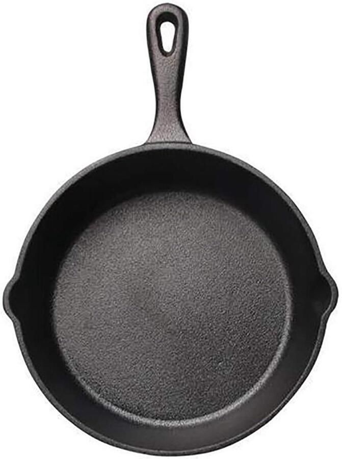 Gietijzeren Koekenpan Mini Pan Koken en Bakken Ongecoat Natuurlijk Antiaanbak Diameter 20 cm Zwart