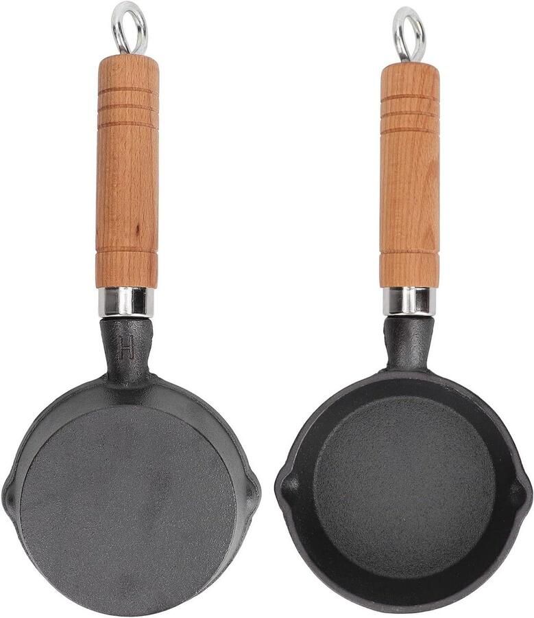 Gietijzeren Koekenpan Mini Pan Omelet Ontbijt Bakken Gelijkmatige Warmteverdeling 10 cm Diameter Zwart