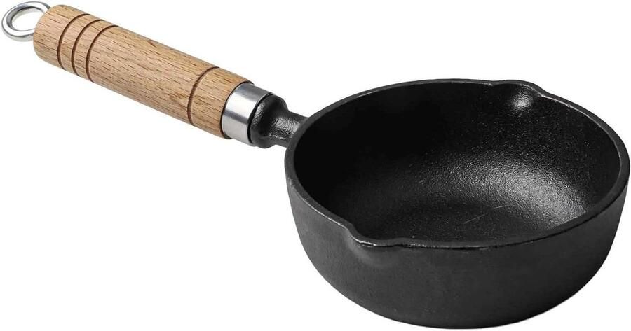 Gietijzeren Koekenpan Mini Pan Ontbijt Bakken Natuurlijke Antiaanbaklaag 13 cm Zwart