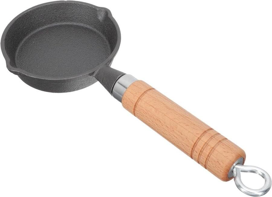Gietijzeren Koekenpan Mini Pan Ontbijt Bereiden Antiaanbaklaag 15 cm Zwart