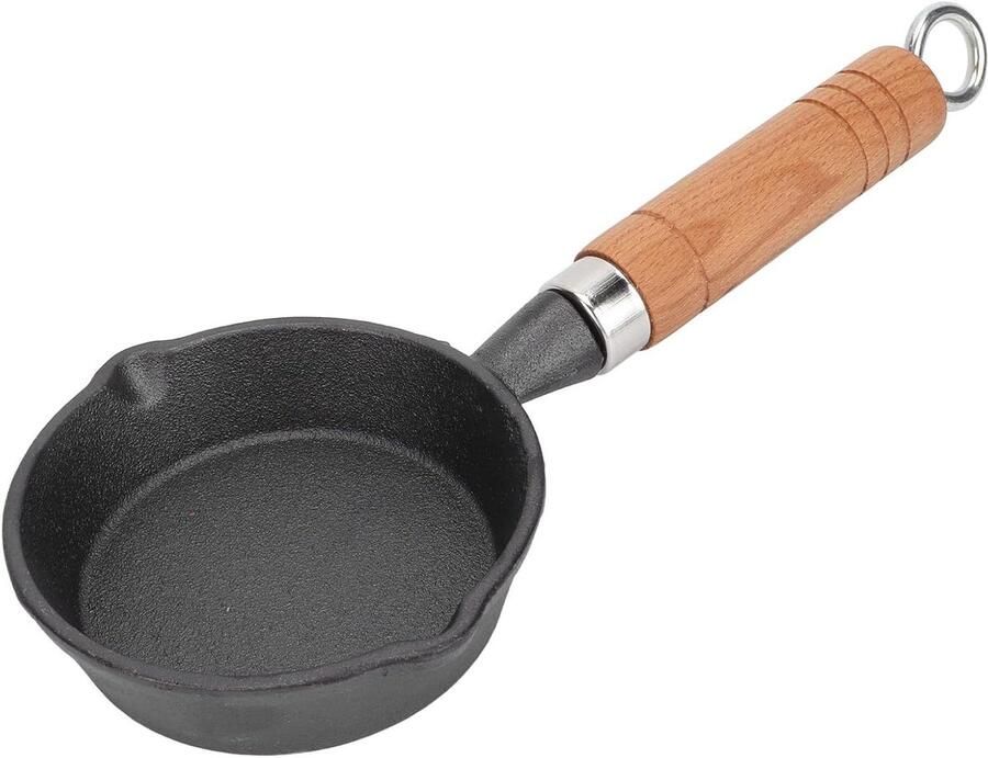 Gietijzeren Koekenpan Mini Pannenkoek Pan Ontbijt Bereiden Platte Bodem 10cm Diameter Zwart