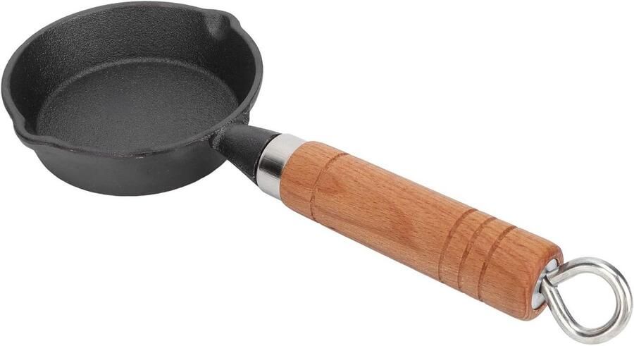 Gietijzeren Koekenpan Mini Pannenkoekenpan Ontbijt Bereiden Gelijkmatige Warmteverdeling 10 cm Diameter Zwart
