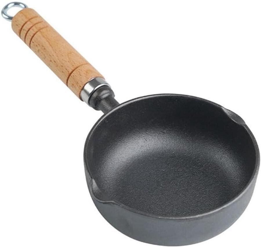 Gietijzeren Koekenpan Mini Sauspan Eieren Bakken Gelijkmatige Warmte 11 cm Zwart