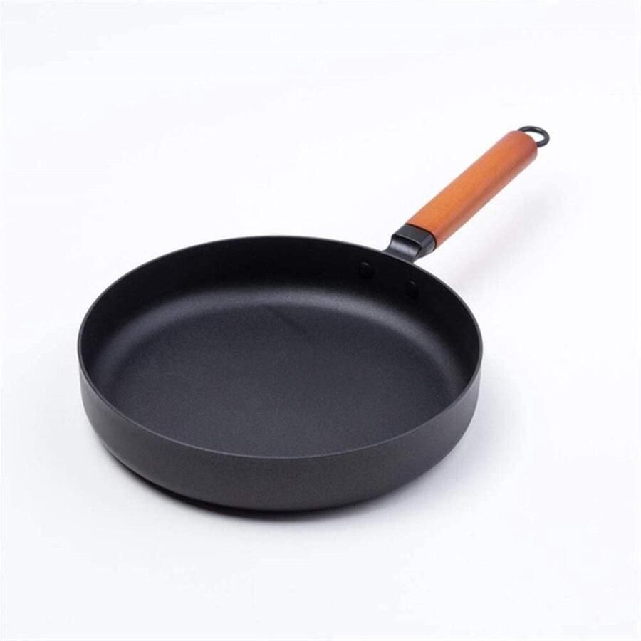 Gietijzeren Koekenpan Mini Wok Dagelijks Koken Antiaanbaklaag 27 cm Diameter Zwart
