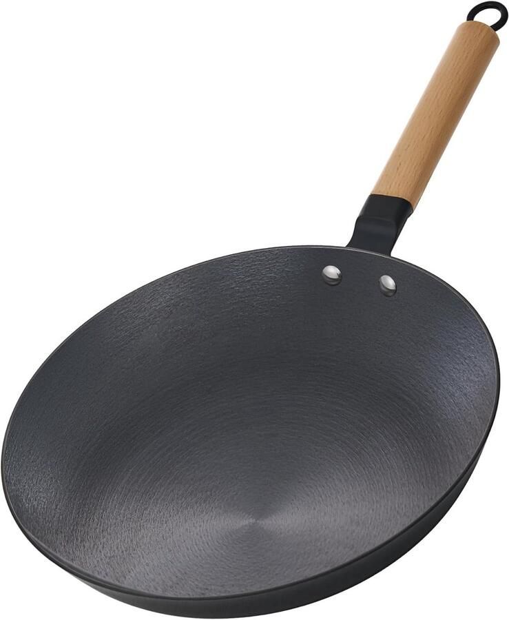Gietijzeren Koekenpan Non-stick Pan Gezond Koken Lichtgewicht Ontwerp 30 cm Diameter Zwart