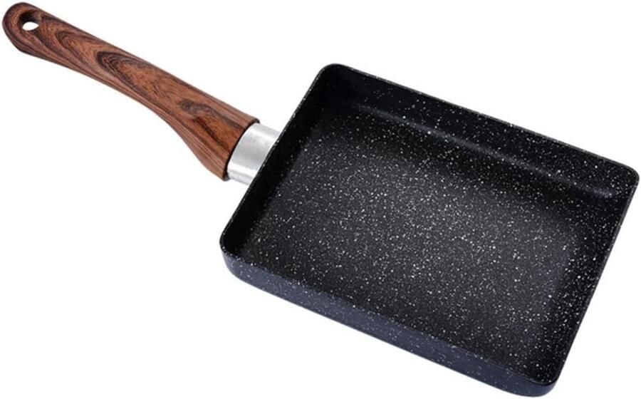 Gietijzeren Koekenpan Omeletpan Eierpan Ontbijt Maken Gelijkmatige Warmtegeleiding 34.7x13.5x3.5CM Zwart