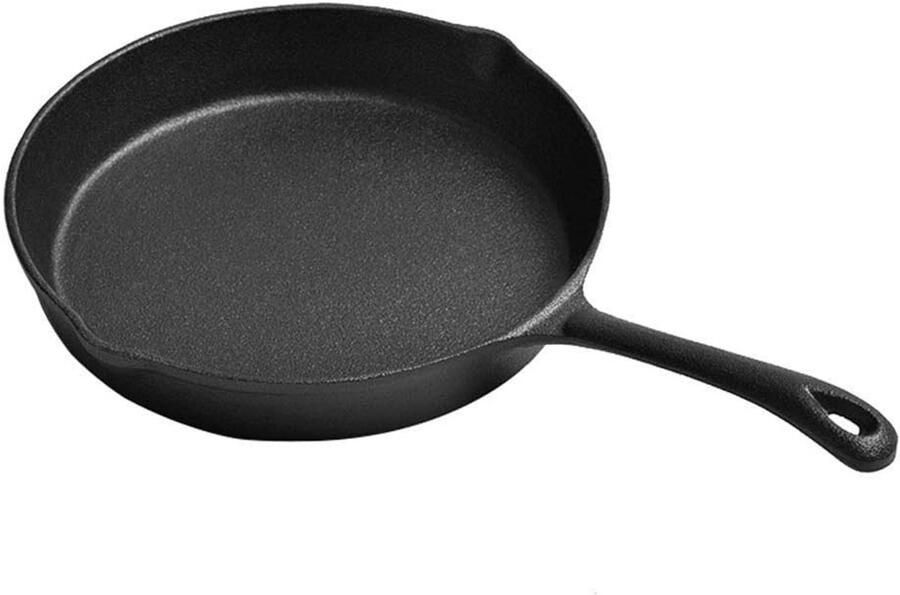 Gietijzeren Koekenpan Omeletpan Koekenpan Lekker Koken Aanbraden Grillen 25cm Diameter Zwart