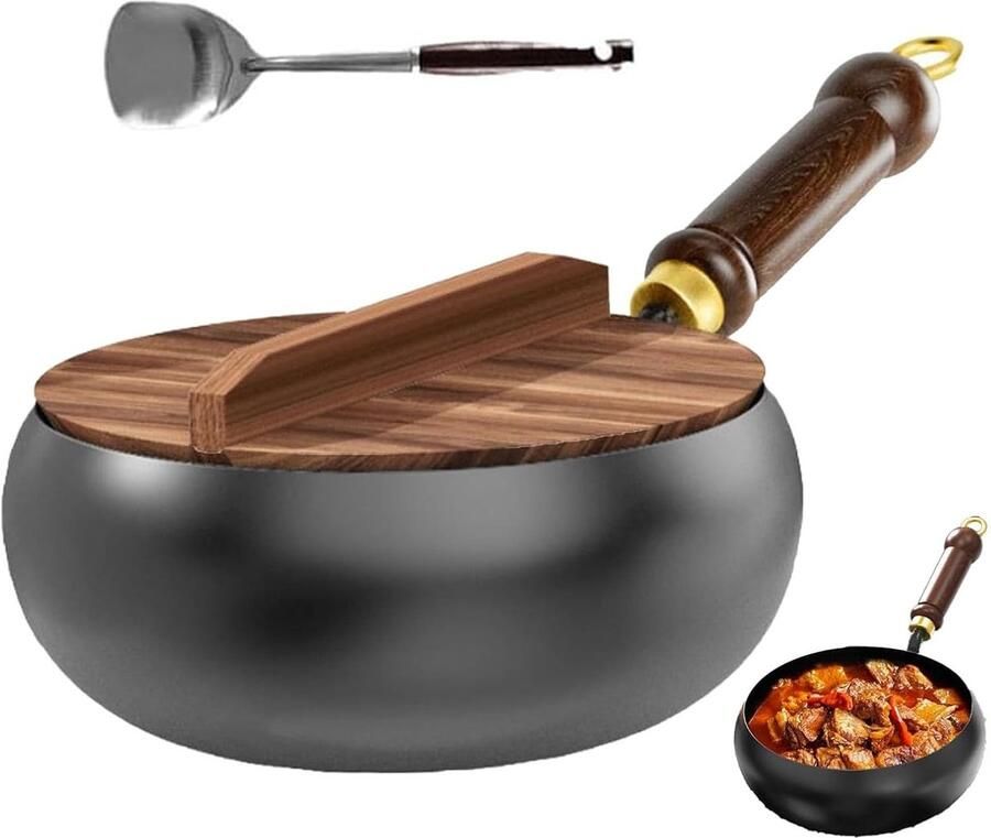 Gietijzeren koekenpan Ongecoate ijzeren pan Gezond koken Handgesmeed vakmanschap 24 of 28 cm Zwart