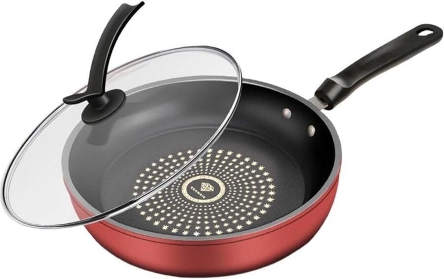 Gietijzeren koekenpan Ontbijt bereiden Platte bodem 24 cm Rood