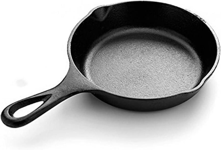 Gietijzeren Koekenpan Ontbijt Pan Omelet Pan Koken op Inductie Vooraf Geolied 20 cm Zwart