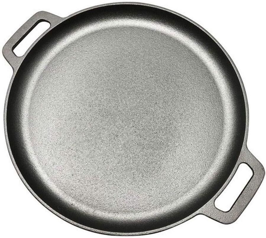 Gietijzeren Koekenpan Ouderwetse Pan Koken op Fornuis Natuurlijke Antiaanbaklaag 24 cm Zwart