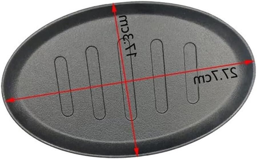 Gietijzeren Koekenpan Ovale Bakplaat Steak Grillen Gelijkmatige Warmteverdeling 277 cm Zwart