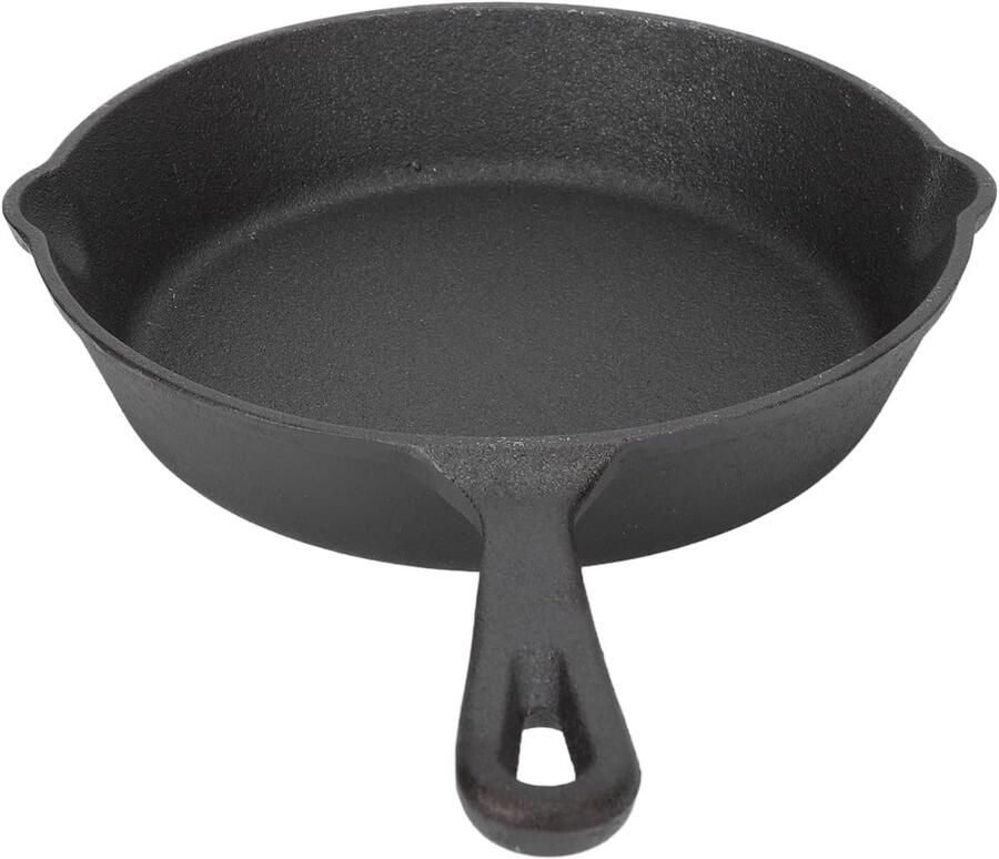 Gietijzeren Koekenpan Ovenpan Braadpan Gelijkmatig Koken Voorgekruid Oppervlak 26 cm Zwart