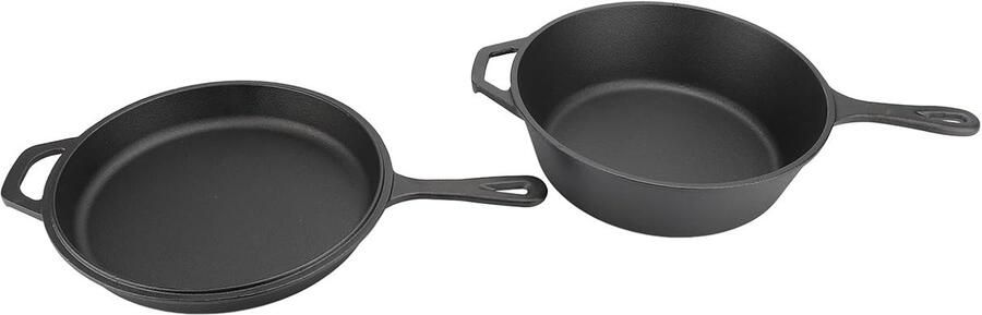 Gietijzeren Koekenpan Ovenpan Stoofpan Allround Koken Voorgekruid 2-in-1 Ontwerp 10 Inch Diameter