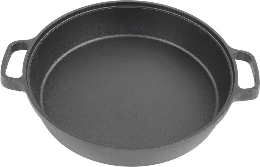 Gietijzeren Koekenpan Pan Lekker Koken Dubbele Lus Handgrepen 25 Cm Zwart