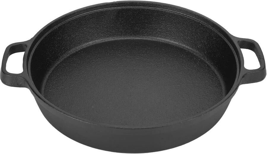 Gietijzeren Koekenpan Pan met handgrepen Koken en bakken Doorgewinterd met anti-aanbaklaag 25 cm Zwart