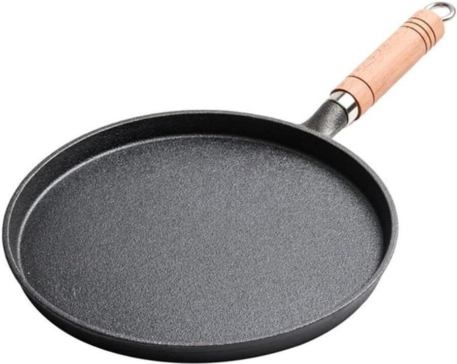 Gietijzeren Koekenpan Pannenkoek Pan Ontbijt Bakken Antiaanbak Gietijzer 26 cm Diameter Zwart