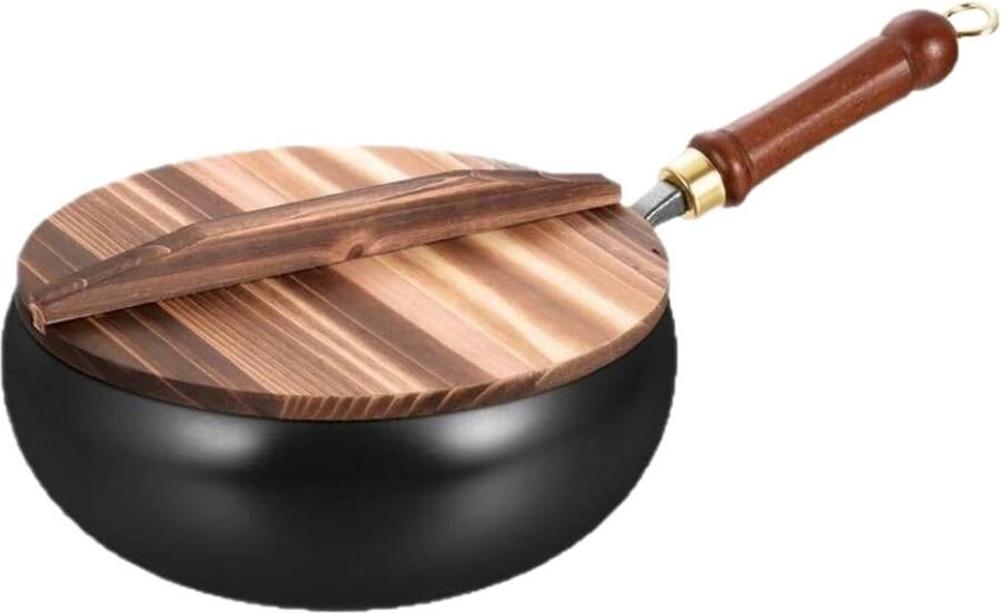 Gietijzeren koekenpan platte bodem Lekker koken Handgesmeed ijzer 28 cm Zwart