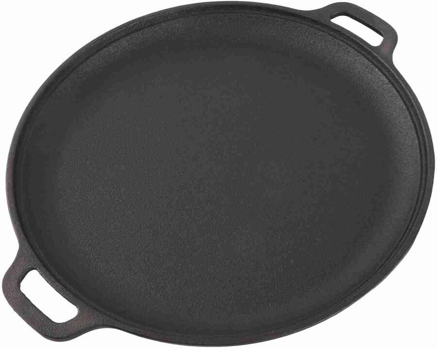 Gietijzeren Koekenpan Platte bodem pan Koken en bakken Natuurlijk anti-aanbak 28 cm Zwart