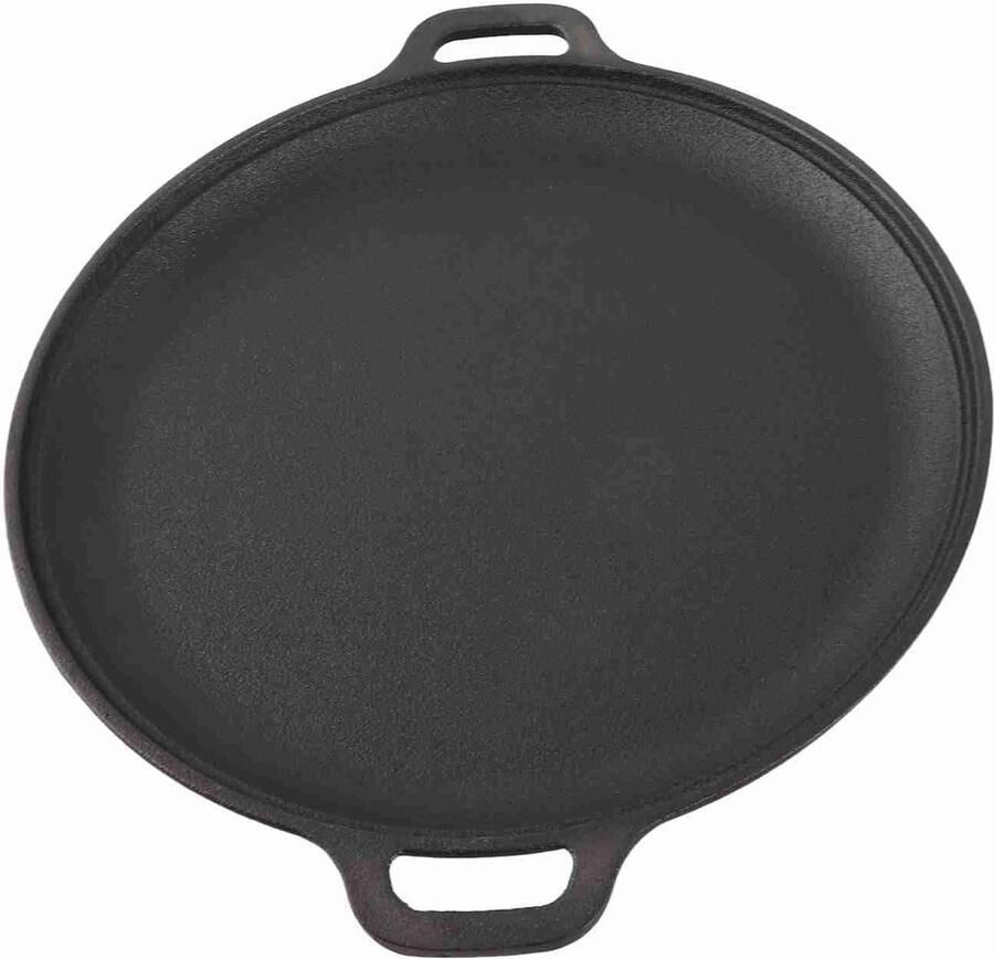 Gietijzeren Koekenpan Platte Bodem Veelzijdig Koken Dubbele Lushandgrepen 11 Inch Zwart