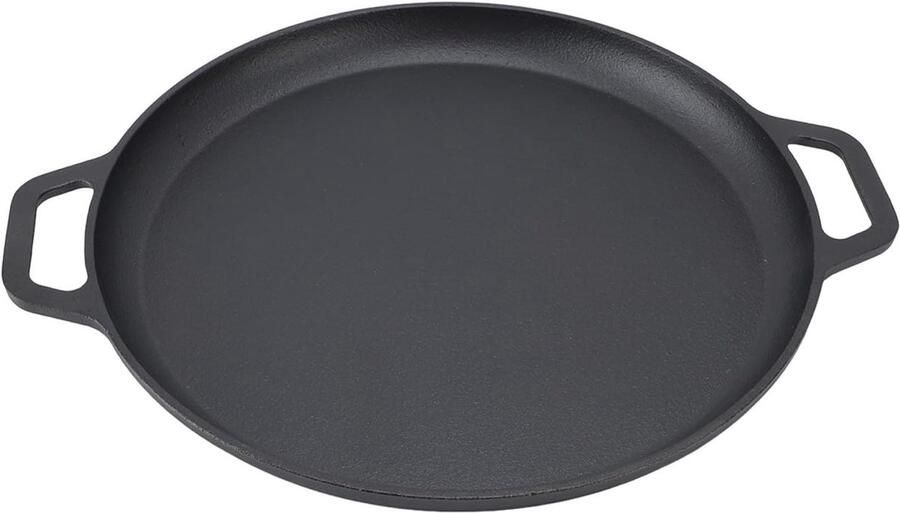 Gietijzeren Koekenpan Platte Pan Pannenkoeken Bakken Gelijkmatige Warmteverdeling 30 cm Zwart