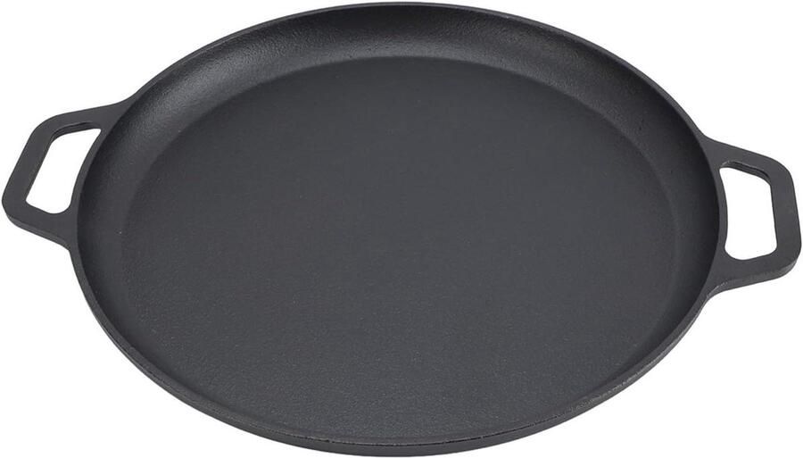 Gietijzeren Koekenpan Platte Pan Pannenkoekenpan Koken in de keuken Gelijkmatige warmteverdeling 35cm Zwart