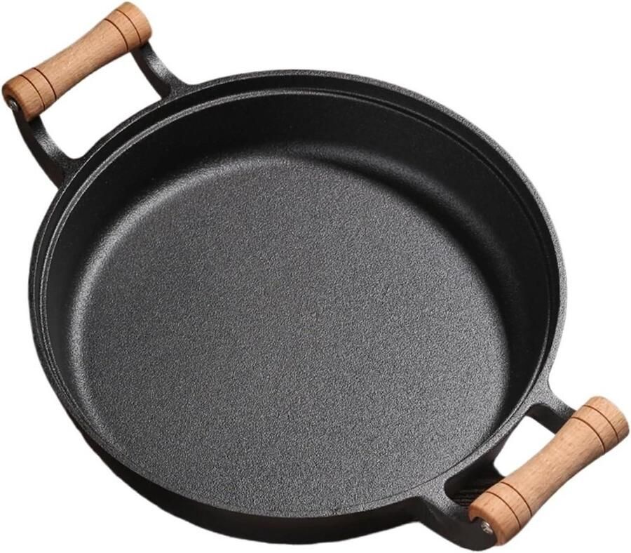 Gietijzeren koekenpan Platte pan Veelzijdig koken Duurzaam antikleefoppervlak 29 cm Zwart