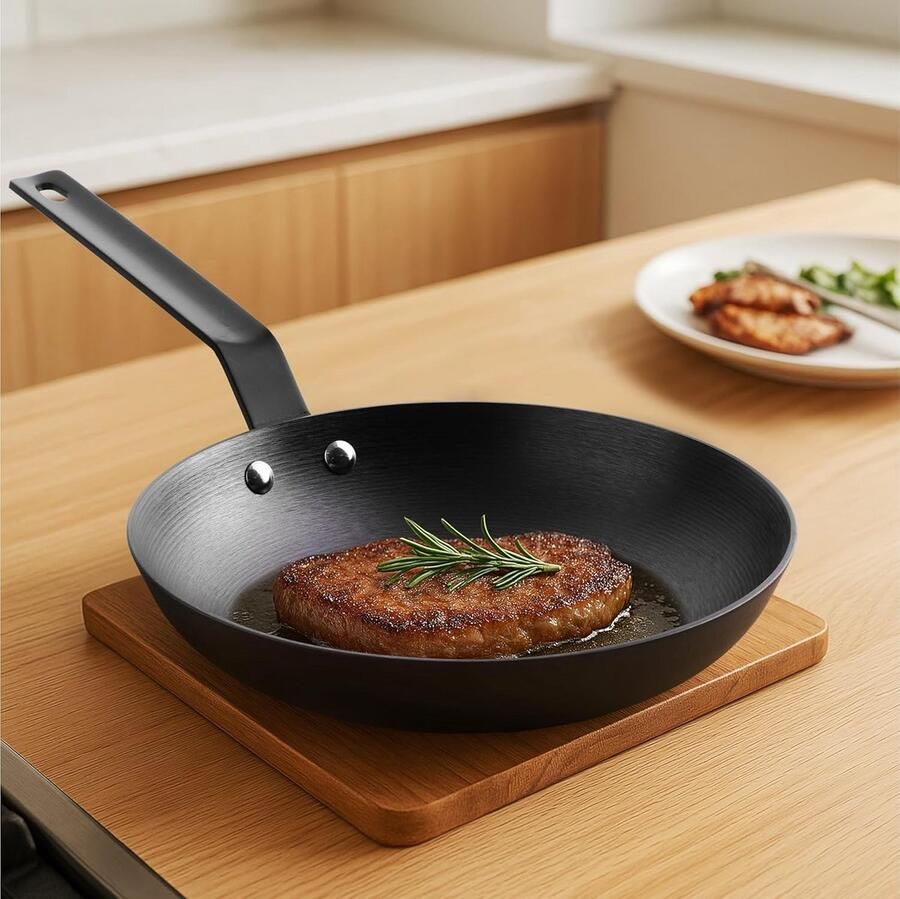 Gietijzeren Koekenpan Ronde Braadpan Bakken Braden Stoven Vaatwasserbestendig Ø 25 cm