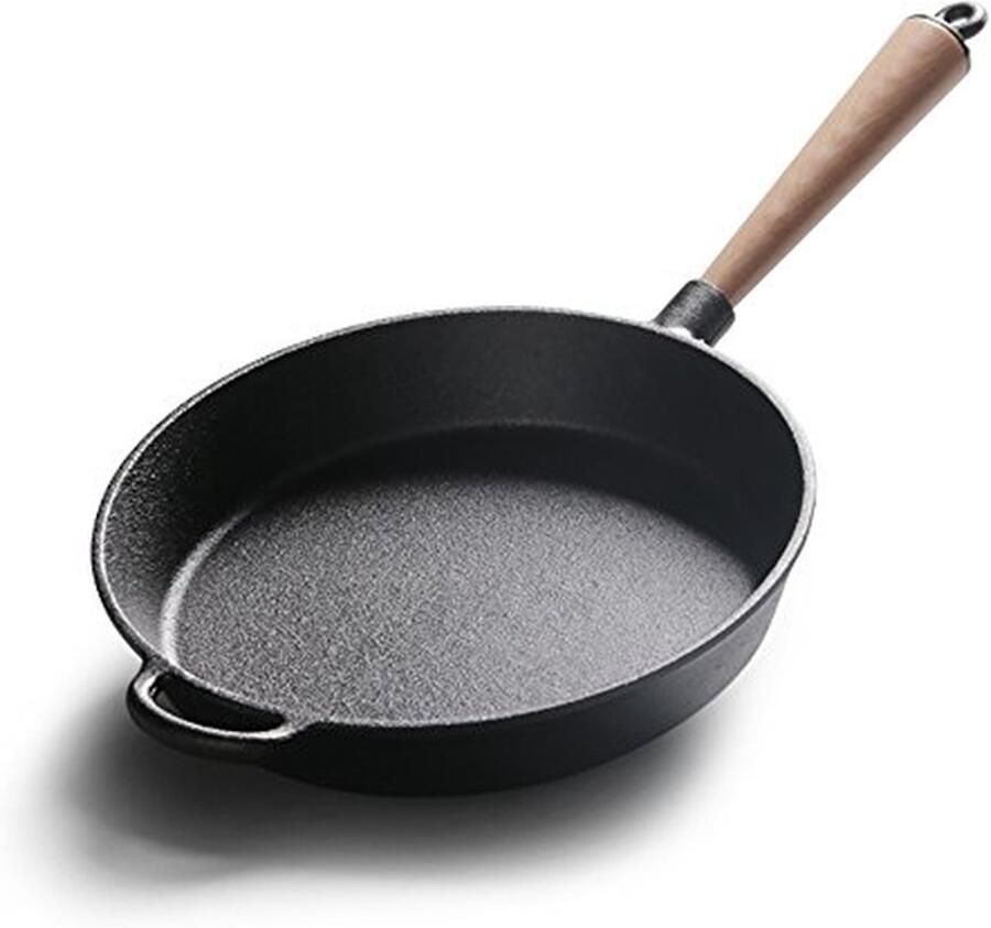 Gietijzeren Koekenpan Ronde Pan Koken en Bakken Gelijkmatige Warmteverdeling 20 cm Zwart