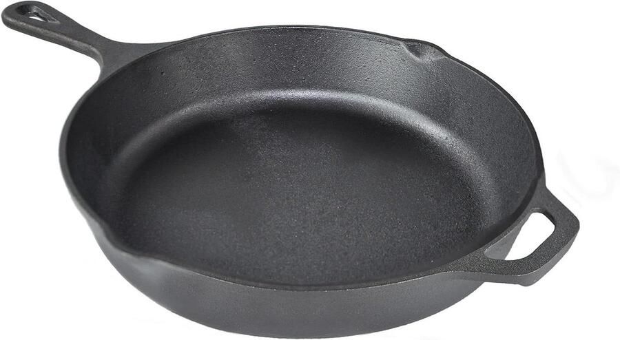 Gietijzeren Koekenpan Ronde Pan Koken en Braden Anti-aanbak behandeling 26 cm Zwart