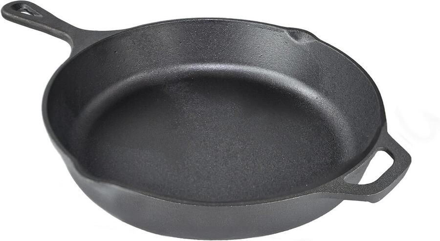 Gietijzeren Koekenpan Ronde Pan Koken en Braden Anti-aanbak Behandeling 26cm Diameter Zwart