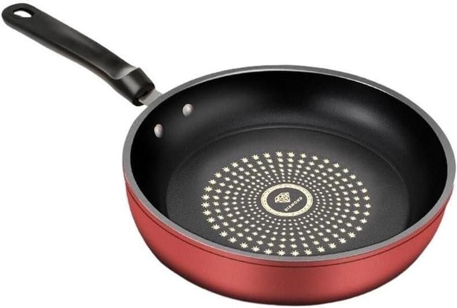 Gietijzeren Koekenpan Rood Ontbijt Bakken Platte Inductie Bodem 28 cm Rood