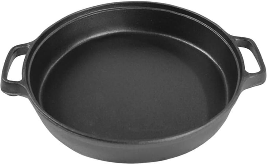 Gietijzeren Koekenpan Sauté Pan Inductie Koken Natuurlijke Antiaanbaklaag 25 cm Zwart