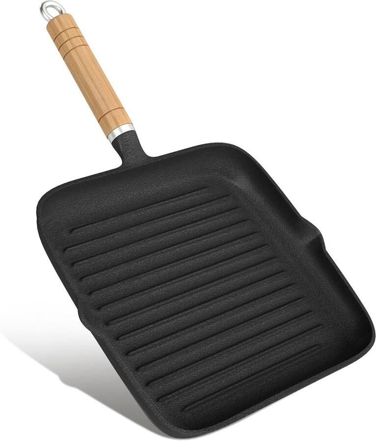 Gietijzeren Koekenpan Steak Pan Biefstuk Bakken Gestreepte Anti-aanbak Niet gespecificeerd Zwart