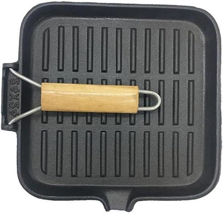 Gietijzeren Koekenpan Steakpan Grillpan Steaks Schroeien Opvouwbaar Handvat 20 cm Zwart