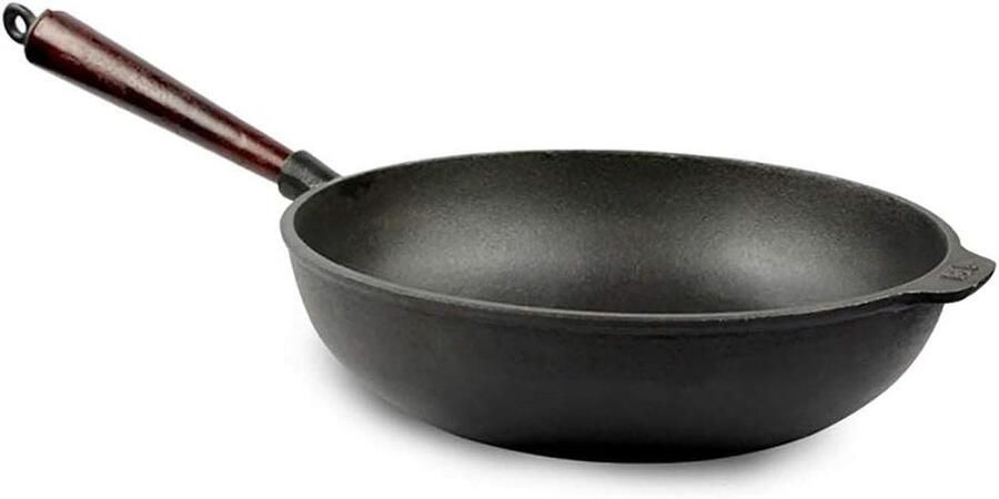 Gietijzeren Koekenpan Steakpan Keukenpan Lekker Koken Gelijkmatige Warmte 30 cm Diameter Zwart