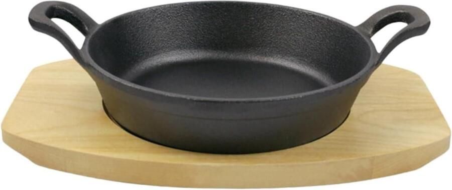 Gietijzeren Koekenpan Steakpan Omeletpan Steaks Bakken Non-stick Coating 22.5x16x5.5cm Grijs