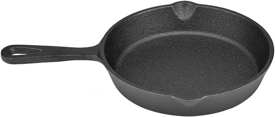Gietijzeren Koekenpan Steelpan Braadpan Koken Bakken Voorverwarmd 20 cm Zwart