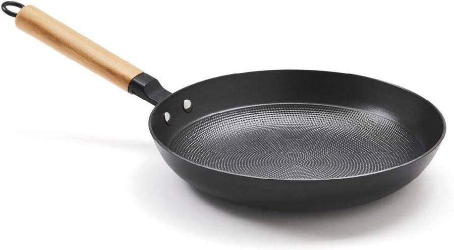 Gietijzeren Koekenpan Ultralichte Pan Gelijkmatig Koken Honingraat Antiaanbaklaag 28 cm Zwart