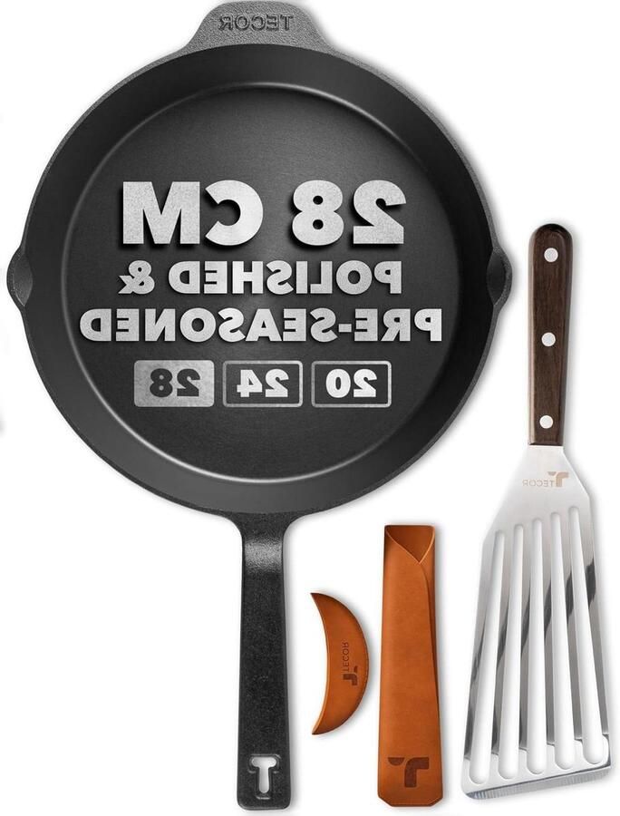 Gietijzeren Koekenpan Universele Pan Allround Koken Natuurlijk Antiaanbak 28 cm Naturel