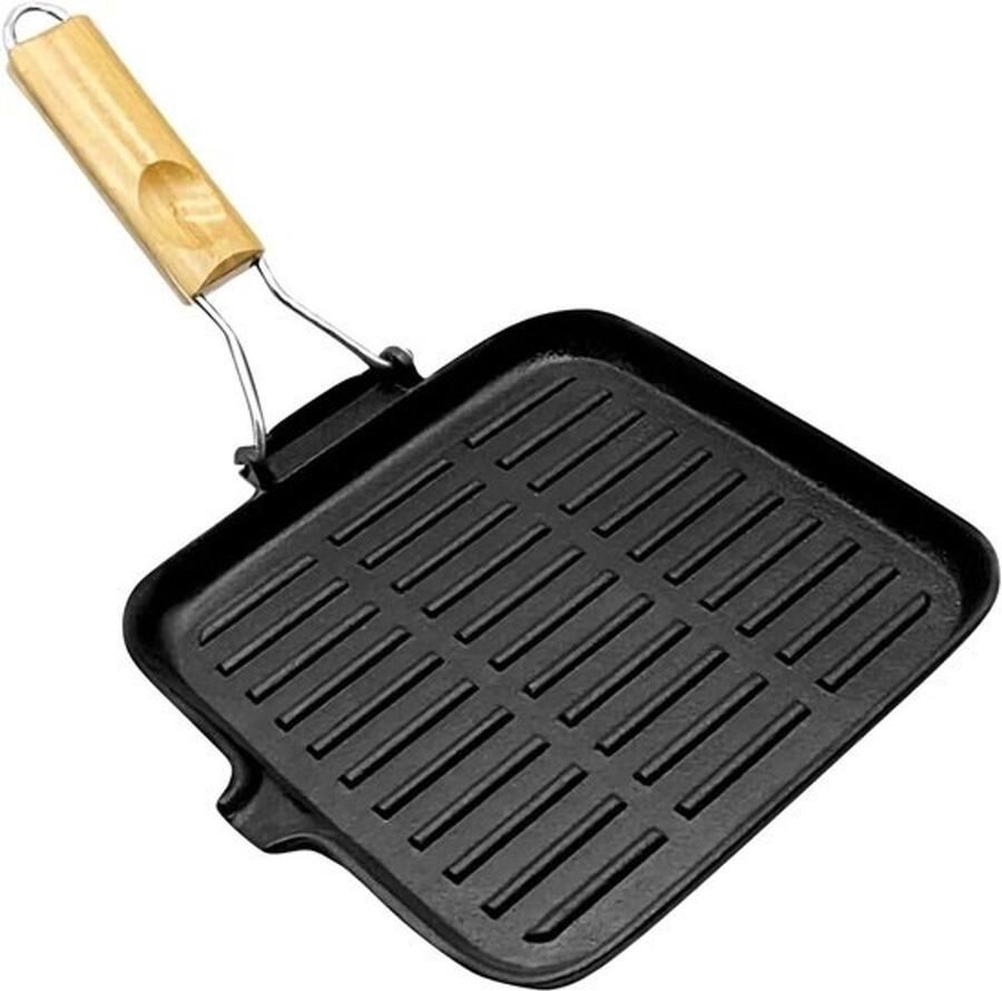Gietijzeren Koekenpan Vierkante Bakplaat Buiten Koken Voorgekruide Antiaanbaklaag 38x24x2 cm Veelkleurig