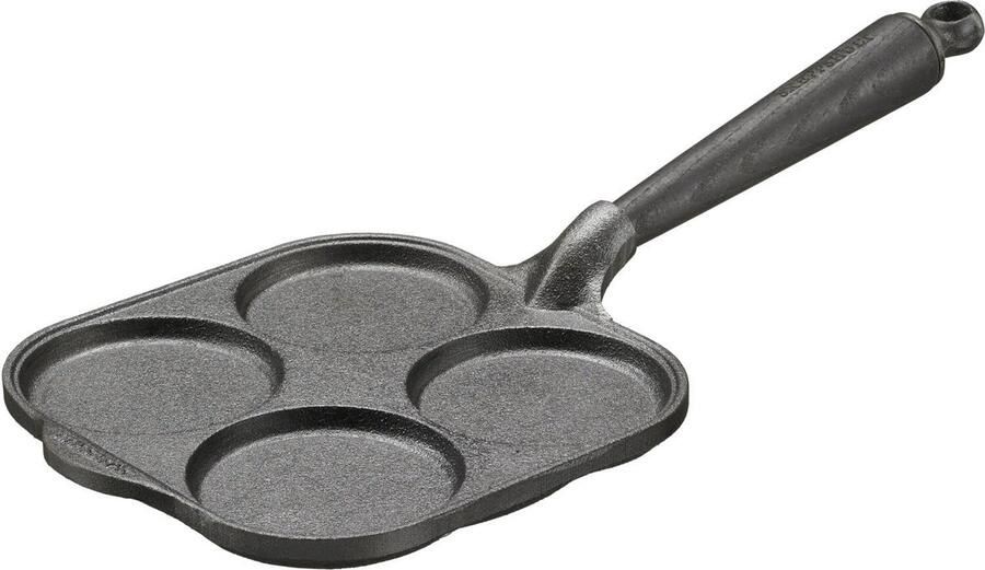 Gietijzeren Koekenpan voor Eieren en Pannenkoeken met Houten Handvat