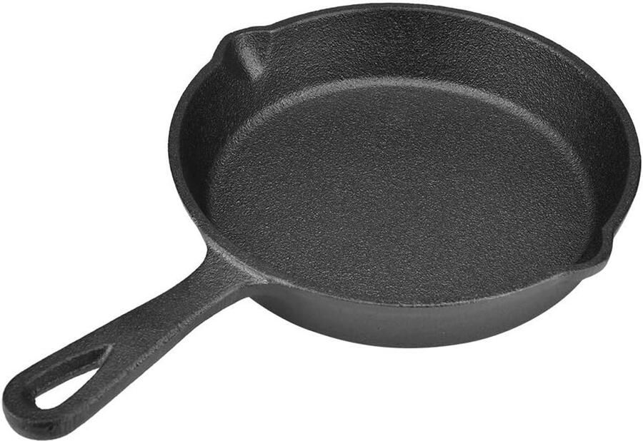 Gietijzeren Koekenpan Anti-aanbakpan Braadpan Allround Koken Hittebestendig Handvat 16cm Diameter Zwart