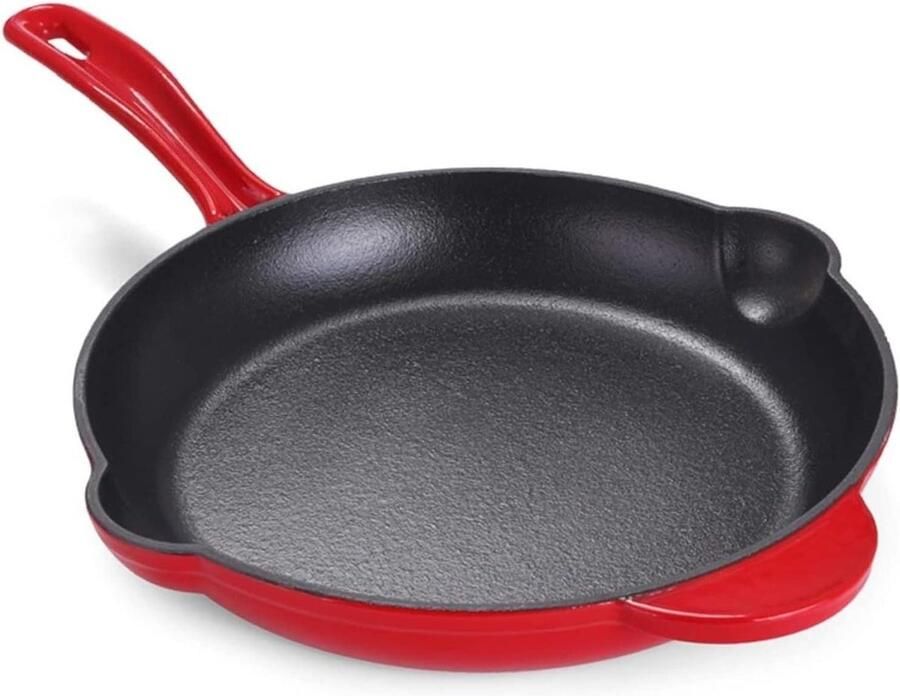 Gietijzeren Koekenpan Wok Pan Gezond Koken Anti-aanbaklaag 25 cm Zwart